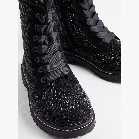 Torrid BETSEY JOHNSON RHINESTONE COMBAT BOOT - BLACK (9.5 WW) LAST ONE! - Picture 3 of 4